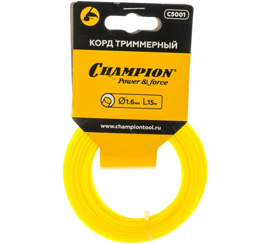 Леска триммерная CHAMPION  Round 1.6мм* 15м (круглый) в мотке C5001