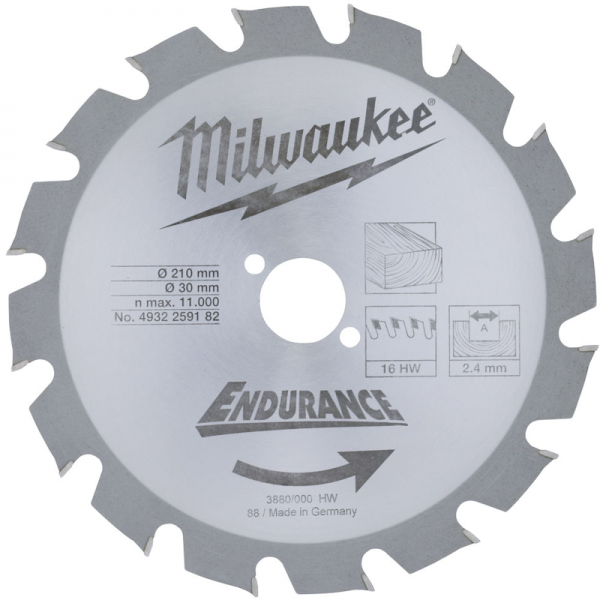 Пильный диск Milwaukee 210x30 Z16