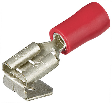 Гильзы флажковые с отводом KNIPEX изолированные, красные, штекер: 6.3 x 0.8 мм, 0.5 - 1.0 кв. мм (AWG 20-1 KN-9799090