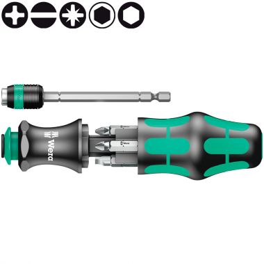 Набор бит с рукояткой-битодержателем и патроном Rapidaptor, WERA Kraftform Kompakt 20 с сумкой,  7 пр. WE-051021 в Екатеринбурге 