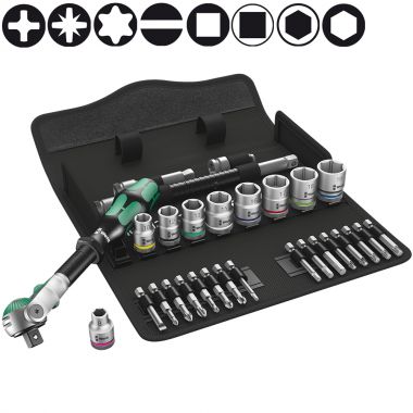 Набор с трещоткой WERA  8100 SB 6 Zyklop Speed DR 3/8", 29 пр. WE-004046