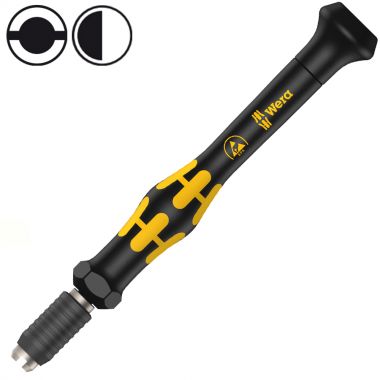 Рукоятка-битодержатель антистатическая WERA 1013 ESD Kraftform Micro 97 мм, хвостовик Halfmoon/HIOS 4 мм WE-300004