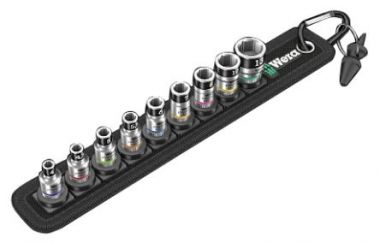 Набор торцевых головок функция фиксации WERA Belt A 1 Zyklop , DR 1/4", 10 пр., 4/4.5/5/5.5/6/7/8/10/13 мм  WE-003880