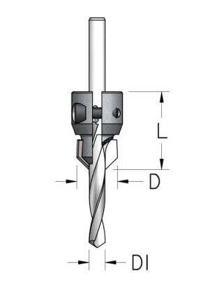 Зенковка регулируемая для крепления на сверле D1=3.0-7.2 D=12-16 L=29 ACM3070D
