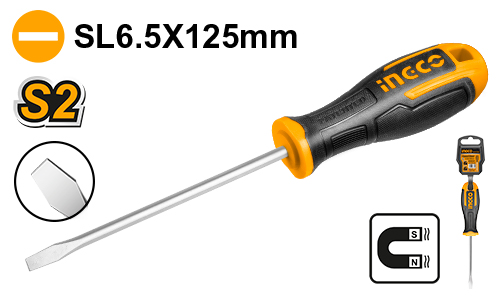 Отвертка плоская SL6.5 x 125 INGCO HS686125 INDUSTRIAL в Екатеринбурге 