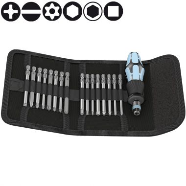 Набор бит с рукояткой-битодержателем с патроном Rapidaptor WERA Kraftform Kompakt 60 Imperial, нерж. сталь, WE-071117