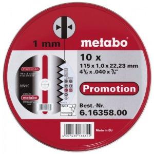 Диск отрезной "Metabo" по нержавейке 115х1,0х22,2мм, Promotion 10шт.в мет.банке  616358000