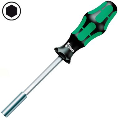 Рукоятка-битодержатель с пружинным стопорным кольцом WERA 810/1 Kraftform 120 мм, хвостовик 1/4" С 6.3 WE-051005