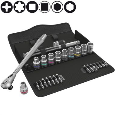 Набор с трещоткой WERA 8100 SC 11 Zyklop Metal Switch реверс, DR 1/2", 28 пр. WE-004081 в Екатеринбурге 