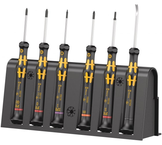 Набор отвёрток антистатических прецизионных + подставка WERA Kraftform Micro 6 ESD 1 WE-030182