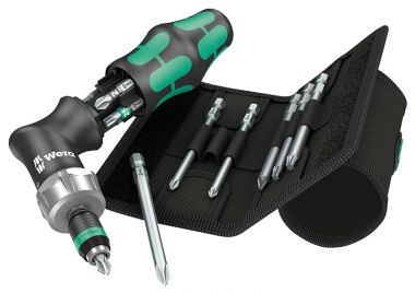 Набор бит с пистолетообразной рукояткой-битодержателем c трещоткой WERA Kraftform Kompakt Pistol RA 4, 1 WE-051031