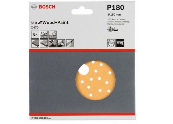 Шлифкруг "Bosch"B.f.W+P Multihole 150мм К180 5шт. 2608608X86