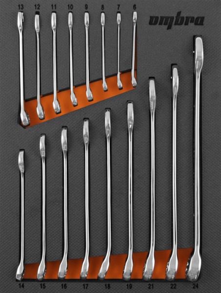 Набор ключей комбинированных Ombra OMT17STE в EVA ложементе 280х375 мм, 17 предметов  056131