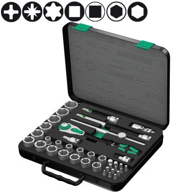 Набор с трещоткой WERA  8100 SC 4 Zyklop Speed DR 1/2", 38 пр. WE-003647