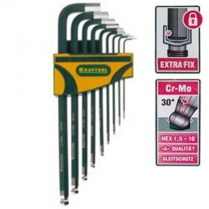 Набор шестигранников с шаром "KRAFTOOL" HEX 1.5,2,2.5,3,4,5,6,8,10мм.  27445-H9