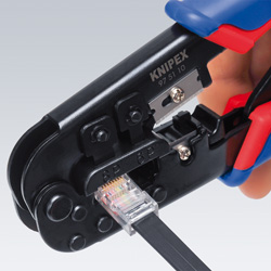 Пресс-клещи KNIPEX для штекеров типа RJ, кол-во гнёзд: 2, RJ 11/12 (6-пин), RJ 45 (8-пин), L-190 мм, чёрн., KN-975110SB в Екатеринбурге 
