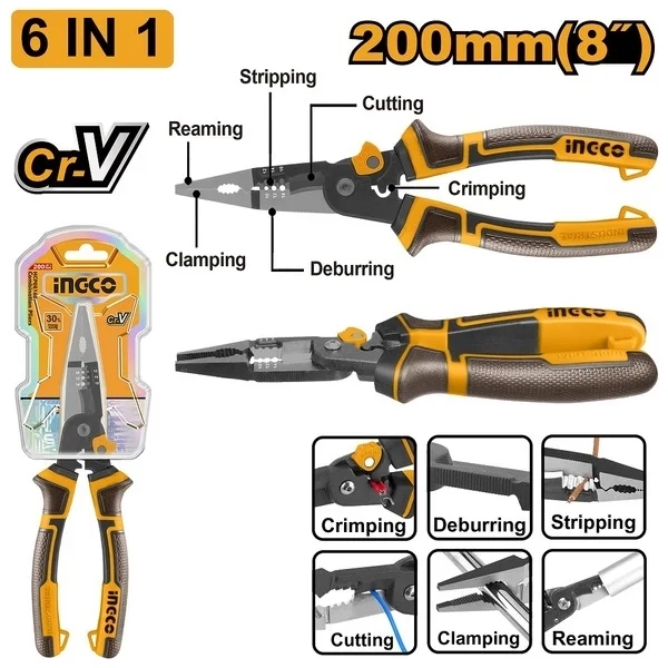 Многофункциональные плоскогубцы с длинным носом 6 в 1 INGCO HMFLNP28200 в Екатеринбурге 