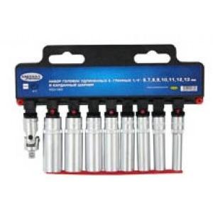 Набор головок удлиненных 1/4" "Арсенал" 6-13мм. + кардан НГД 6-146/9 на пластивовом подвесе  23920