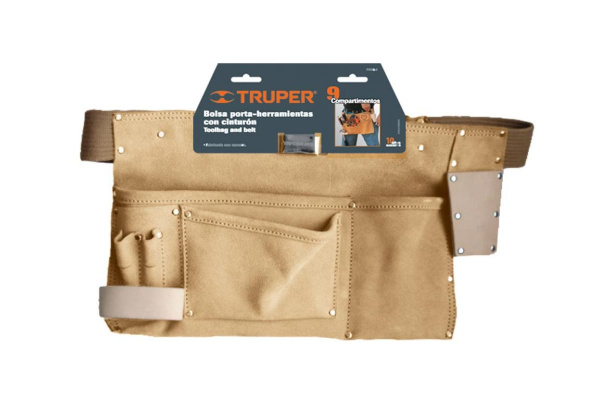 Сумка для инструмента поясная Truper 9 карманов из кожи Буффало 1,8мм.  11534 в Екатеринбурге