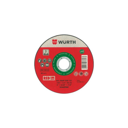 Диск отрезной по металлу и нержавейке "WURTH" Red Line 125х1,0х22,2мм.  00669230121 в Екатеринбурге