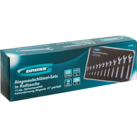 Набор комбинированных ключей GROSS 6-22 мм, CrV, холодный штамп, 12 шт. 15149 в Екатеринбурге 