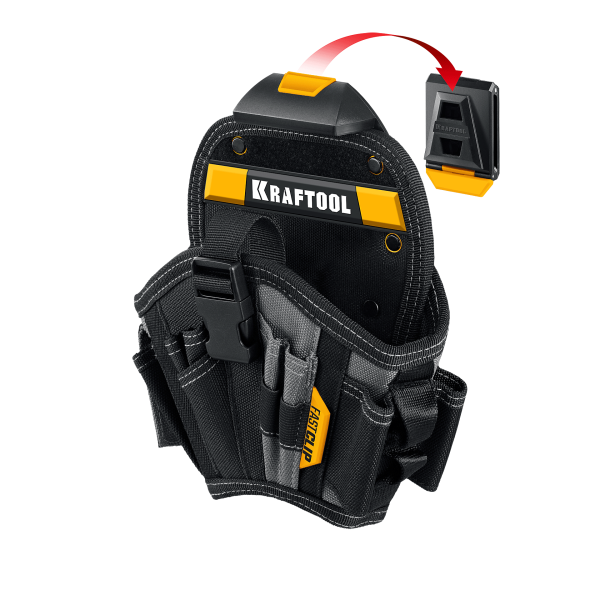 Сумка поясная 17 кармана KRAFTOOL KH-17 крепление FastClip, кобура для шуруповерта 38768