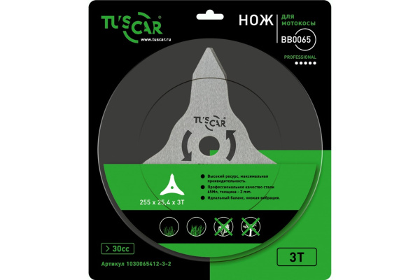 Нож для мотокосы TUSCAR BB0065, Professional, 255x25,4x2,0x3T, Multi 1030065412-3-2 в Екатеринбурге