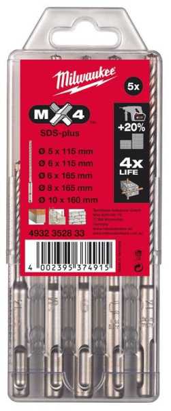 Набор буров SDS+ Milwaukee MX4 (5шт)