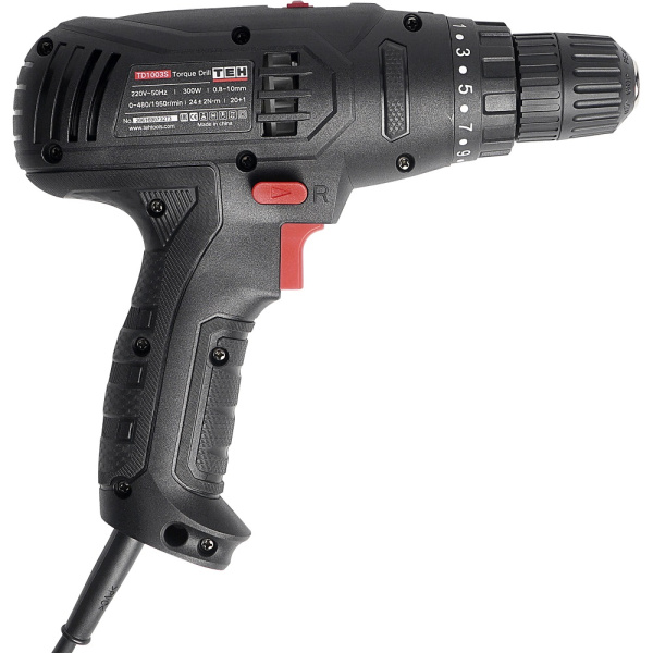 Сетевой двухскорострой шуруповерт TEH TD1003S Двухскоростной шуруповерт, мощность 300 Ватт. Самозажимной в Екатеринбурге