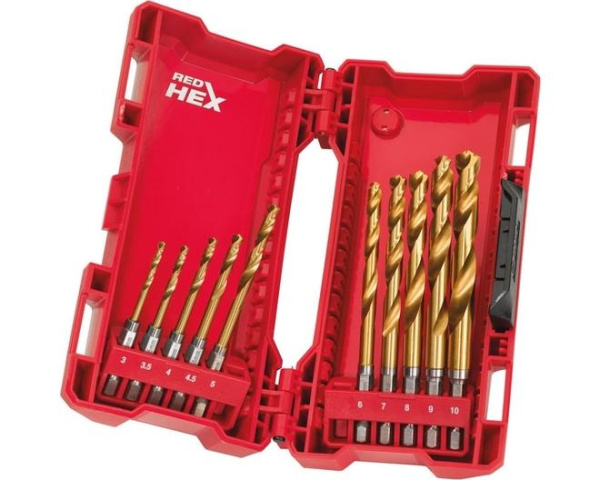 Набор сверл по металлу Milwaukee RedHEX HSS-G TiN (10шт)