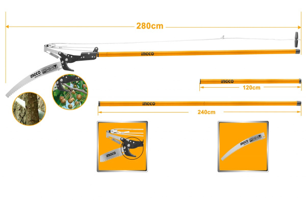 Штанговый сучкорез с пилой INGCO 2.8 м HEPS25281 в Екатеринбурге 