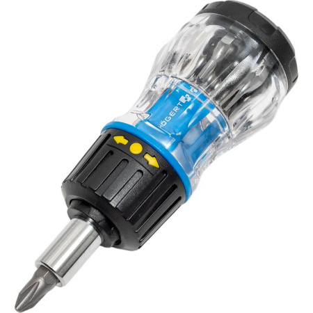 Отвертка с реверсом HOEGERT 100мм. биты 12шт.  HT1S214-1 в Екатеринбурге 