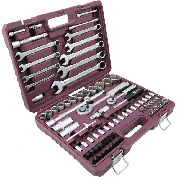 Набор инструмента THORVIK 1/4", 1/2"DR с головками торцевыми 12-гранными, 82пр.  054008 в Екатеринбурге 