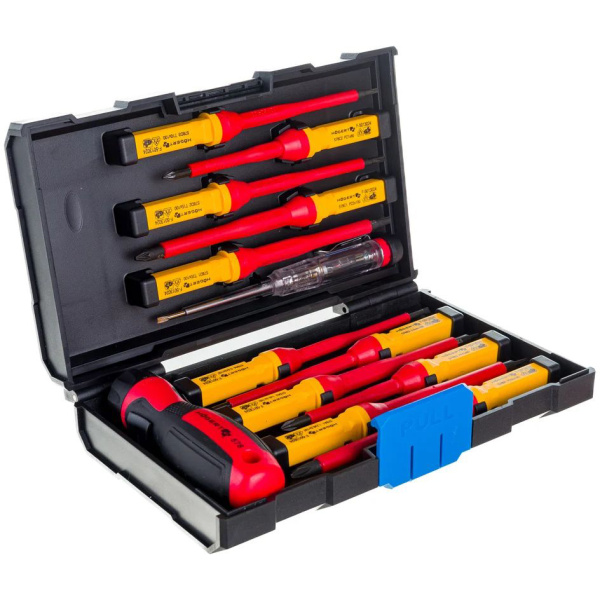 Набор диэлектрических отверток для точных работ HOEGERT TECHNIK 1000 V, сталь S2, 13 пр. HT1S997 в Екатеринбурге 