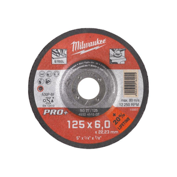 Шлифовальный диск Milwaukee по металлу SG 27/125х6 PRO+ 1шт