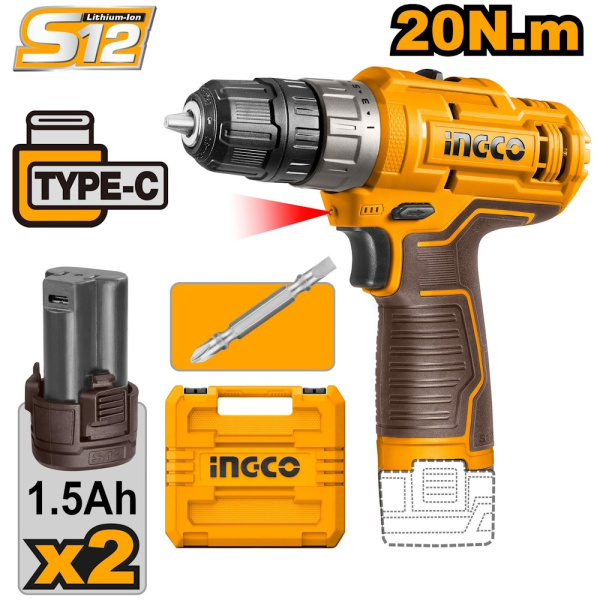 Аккумуляторный шуруповерт INGCO CDLI12202 в Екатеринбурге