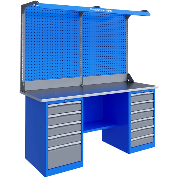 Верстак металлический с двумя тумбами ВЕРСТАКОФФ PROFFI 181.56.2-2F в Екатеринбурге