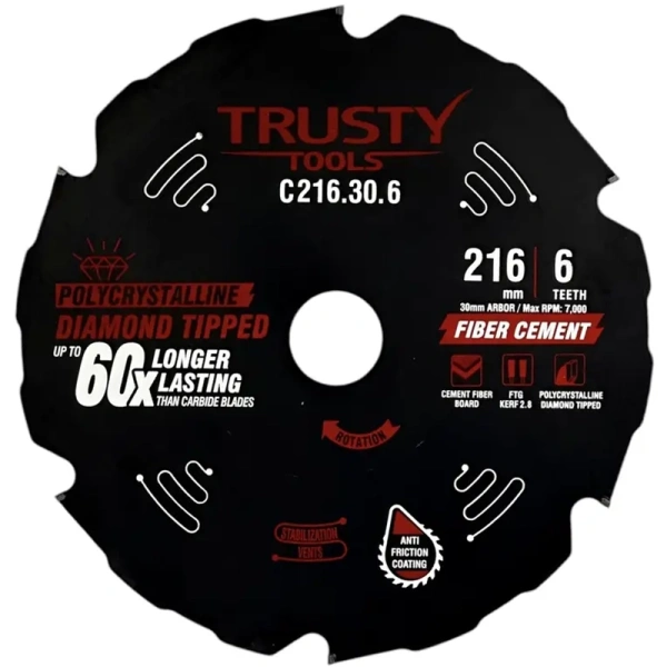 Диск пильный по фиброцементу TRUSTY 216x30 6T C216.30.6 в Екатеринбурге