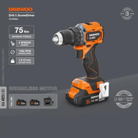 Дрель-шуруповерт аккумуляторная DAEWOO DAA 4021Li SET в Екатеринбурге