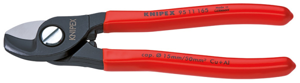 Кабелерез KNIPEX рез: кабель d 15 мм (50 кв. мм, AWG 1/0), 165 мм, чёрный, 1К ручки KN-9511165SB