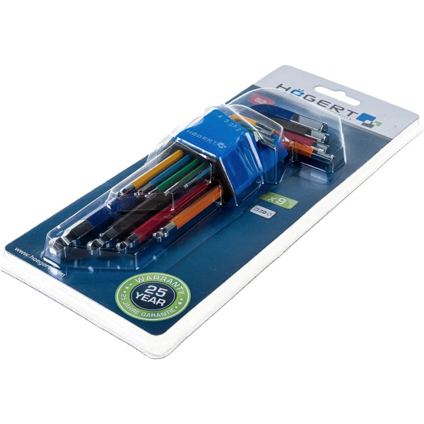 Набор удлиненных шестигранных Г-образных ключей HOEGERT HT1W806 в Екатеринбурге 