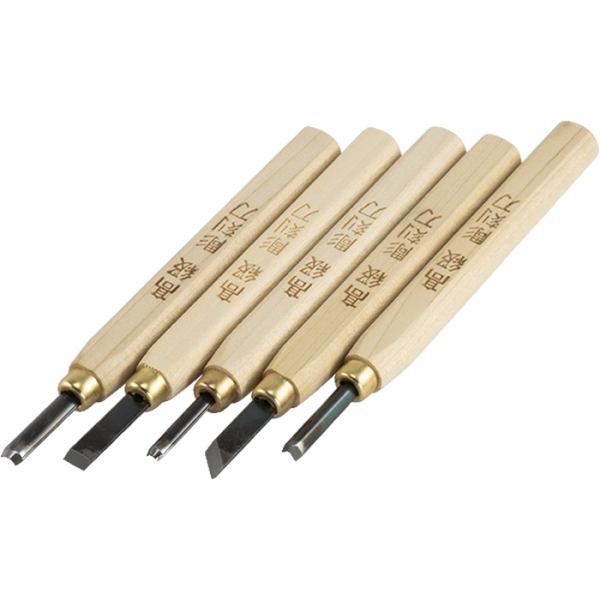 Комплект резцов по дереву с рукоятками из магнолии Takagi  5 шт  1023095 в Екатеринбурге 