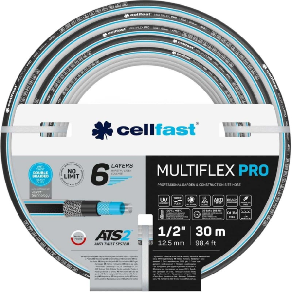 Садовый шланг Cellfast MULTIFLEX ATSV 6 слоев 1/2" 30 m 13-801