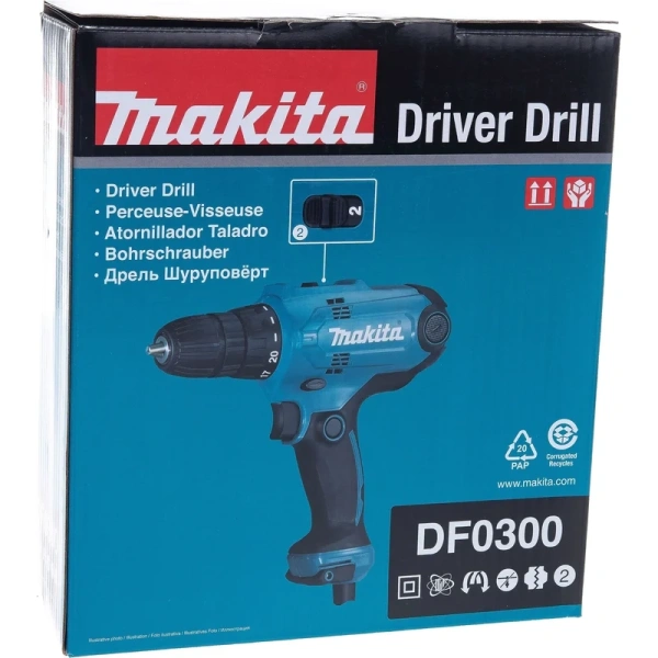 Дрель-шуруповерт сетевая безударная Makita DF0300 + набор бит в подарок в Екатеринбурге