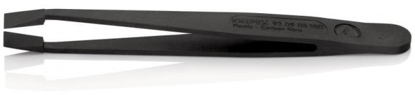Пинцет углепластиковый KNIPEX ESD, 115 мм, гладкие прямые тупые губки, ширина наконечников: 7.7 мм, чёрный матовый KN-920905ESD в Екатеринбурге 