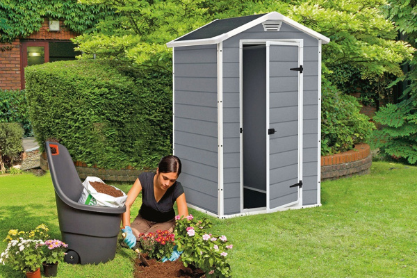 Блок хозяйственный из ПВХ "Keter" Манор 4х3 серый 128х94х196см 29кг  17192190 в Екатеринбурге