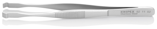 Пинцет KNIPEX позиционный, нержавеющая сталь, 145 мм, гладкие прямые губки, ширина наконечников: 5.5 мм KN-921102