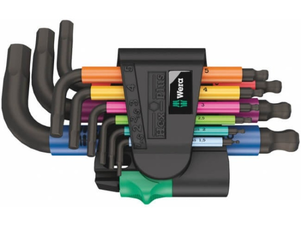Набор Г-образных ключей Wera 950/9 SPKS Hex-Plus Multicolour BlackLaser 2, с шаром, 9 пр., 1.5/2/2.5/3/4/5/6/8/10 мм WE-133164 в Екатеринбурге 