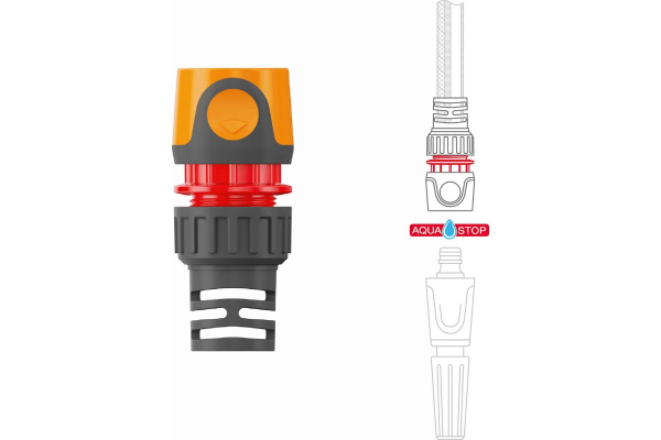 Коннектор для шланга DAEWOO 12.5-15 мм 1/2” - 5/8” c аквастопом  DWC 2515 в Екатеринбурге