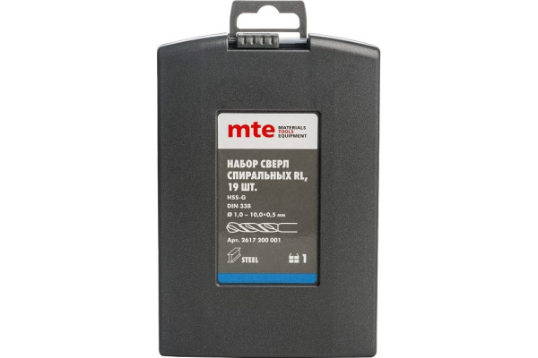 Набор сверл по металлу MTE RL HSSG 1-10мм. 19шт.  02617200001 в Екатеринбурге